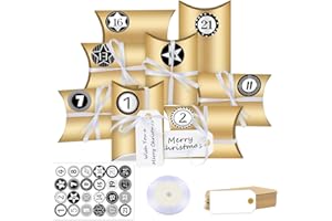 BLUELVES Adventskalender zum Befüllen, DIY Adventskalender Boxen 2021，Tüten für Adventskalender, 24 Weihnachtskalender Bastelset mit 1-24 Adventszahlen Aufkleber, Weihnachten Geschenksäckchen