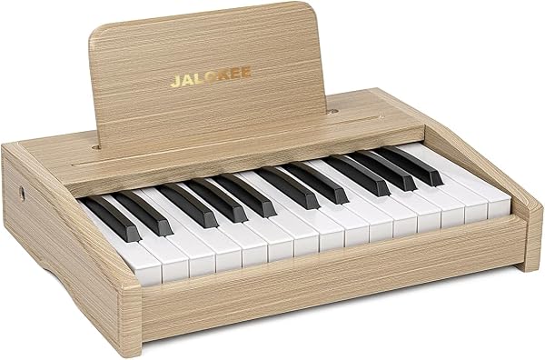 JALOKEE Kinder Klavier Keyboard, Digital Piano für Kinder, Musik Educational Instrument Spielzeug, Holz Klavier für Kleinkinder Mädchen Jungen (Eiche, 25 Tasten) - 1