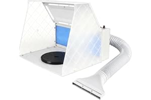 Magicrose Airbrush Spray Booth Kit,Paint Booth with Adjustable 5.1m³/min Powerful Fan and LED Light,5 Foot Exhaust Extension Hose,2-layerFilter Spray Booth for Painting,Cake, Craft, Hobby,