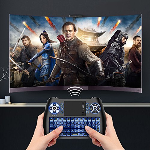 Horsky Espa  ol Mini Teclado Inal  mbrico 2 4GHz Touchpad Keyboard Botones 76 Teclado led con Rat  n para Smart TV  PC  Android TV Box  HTPC  IPTV  XBOX  XBOX360  PS3  FOX Retroiluminado Azul