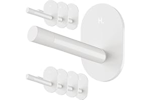 MeesMeek Adhesive Wall Hooks - No Tools, Easy to Use Multi-Function Utility Hooks, Small Sticky Hooks for Hanging Oven Mitts, Kitchenware, Clothes, Towels, Hats, Keys (8 Pack)