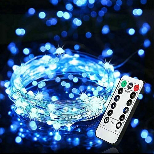 LED Dimmable Fairy Lights 10m 100 LEDs NIUB5 Waterproof 8 Modes Battery Powered Strip Lights for Garden Patio Party Easter Christmas Featival Hoiliday Indoor Outdoor Decoration Blue [Energy Class A+]
