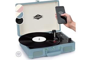 Auna Tocadiscos de Vinilo Vintage, Incluye Altavoces con Sistema Estéreo, para Musica, Tocadiscos de Vinilo, Reproductor Vinilo Retro con Bluetooth, Potente Sistema Sonido, Giradiscos Portátil Casa