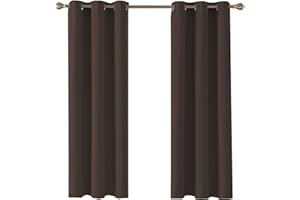 Home In Style 4U Thermal Insulated Blackout Curtains for Bedroom Windows Dark Brown Curtains 46" width x 54" drop 2 Panels, Ring Top Eyelet Super Soft Blackout Eyelet Curtains for Living Room