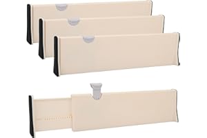 Kurtzy Lot de 4 Separateur Tiroirs en Plastique Modulable - 37,5 x 10 cm - Diviseur de Tiroir Extensible - Organisateur Tiroir Cuisine, Chambre, Salle de Bain, Bureau, Placard et Commode