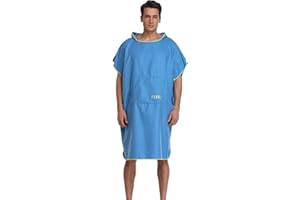 FLYILY Serviette Poncho Ultra légère et, Surfing Changement Serviette Robe avec Capuche Microfibre(Blue,L)