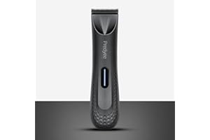 EBION Body Groomer Men and Women, IPX7 Waterproof, Electric Groin Trimmer with LED, Pubic Hair Trimmer with Ceramic Blade Head, USB-C Charging (Black)