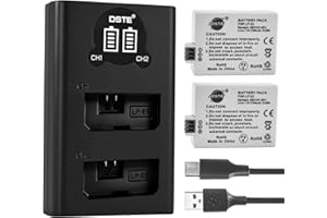 DSTE ELECTRON DSTE LP-E5 Ersatzakku (2er Pack) und Smart LED Dual USB-Ladegerät Kompatibel mit Canon EOS 450D 500D 1000D Kiss F X2 X3 Rebel XS XSi