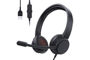 syndesmos USB Headset mit Mikrofon, Stereo-Headset Noise Cancelling Mikrofon, Kabelgebundenes USB PC Headset für Skype, Teams Meeting, Call Center, PC Computer Office Anrufe Online Konferenzen