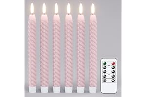 Eldnacele Candele a LED tremolanti con telecomando e funzione timer, funzionamento a batteria, candele a spirale per finestre elettriche per Natale, decorazione per la casa (2 x 25 cm, rosa)