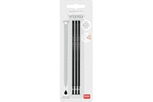 Legami - Refill per Penna Gel Cancellabile, Set 3 Pezzi, Altezza 13 cm, Inchiostro Termosensibile Nero, Punta 0,7 mm