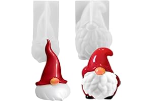 ATSGJLZN Moules en silicone de Noël, 2 bougies en silicone, moule de coulée 3D, lutin en forme de bougie, pour couler le Père Noël, moule en silicone, bricolage, résine époxy, moules de Noël