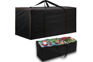 Enzeno Sac de Rangement pour Coussins de Meubles de Jardin, Tissu Oxford 420D anti-UV, Housse de Rangement pour Le Sapin Noel avec poignée de transport et fermeture éclair (125 x 40 x 55 cm)