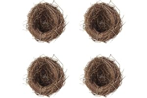 BYNYXI Set of 4 Rattan Bird Nest, 6 cm Artificial Easter Nest, Foam Quail Eggs, Festival, Easter Decoration, Handmade Spring Branches, Rattan Nest for Easter, Table Decoration, Crafts, Photo Props