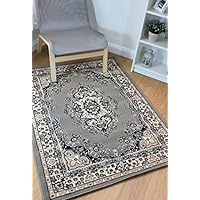 Flair Rugs - Alfombra tradicional Lancaster, 80 x 150 cm, color gris