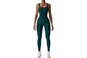 ADISPUTENT Womens Yoga Bodycon Jumpsuit Ribbed Square Neck Sleeveless Sport Romper leotard Bodysuit One Piece Work Out Playsuit Onesies All in One Jumpsuit