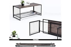 BAKAJI Tavolino Divano Tavolo caffè da Salotto Rettangolare Design Moderno Industriale Struttura in Metallo Pieghevole con Ripiano Inferiore Piano d'appoggio in Legno MDF Scuro 100 x 50 x 45 cm