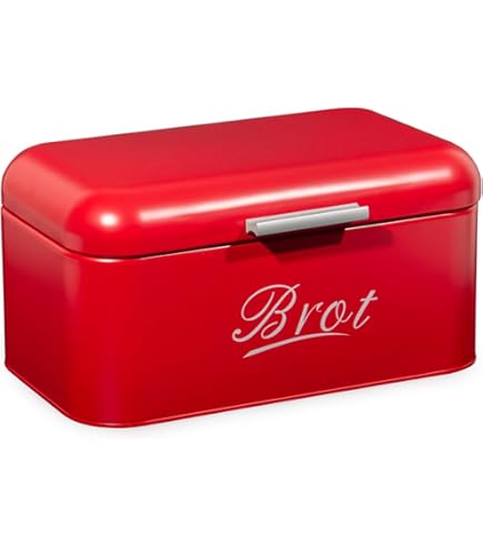 Sziqiqi Broodtrommel vintage broodtrommel, 33 cm, roll-top container met beschermende lak, houdt brood, broodjes, koekjes, muffin in de oven, goed vers en lekker, blauw