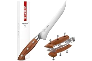 HEZHEN Couteaux à Filet German en Acier 1.4116, Professionnelle Couteau à Désosser en Acier Inoxydable, Lame Légèrement Flexible, Full Tang Manche en Redwood