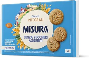 Misura Dolcesenza Biscotti Integrali con Cereali | Basso Indice Glicemico | Farina Integrale da Filiera Italiana | 6 Porzioni da 6 Biscotti