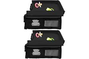 SHAOJIAN 2Pcs Travel Lap Tray for Kids in Car, Car Seat Table With Adjustable Shoulder Strap and Pocket, Foldable Play Surface for Long Journeys, Roadtrip Essentials for Outdoor Travel (Black)