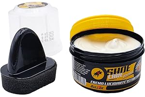 BullTek Crema Lucidante Istantanea, Lucido con Spugna, Rinnova e Ravviva la Pelle di Scarpe, Borse, Stivali – Autolucidante per Protezione e Lucentezza del Cuoio