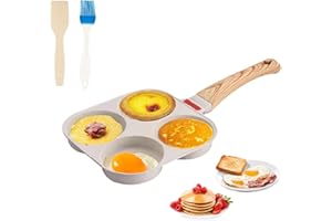 PZJFH Padella Pancake, Padella Antiaderente, Padella Pancake Induzione Con Spatola Pennello Clip Datto Per Fornelli A Induzione E Gas, Padella Divisa In Due Scomparti Adatto Per Uova, Hamburger E Omelette