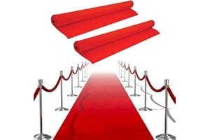 Sparkles Partyware Red Carpet Runner - Pack of 2-30ft Red Fabric Runner for Indoor and Outdoor Use - Perfect Decoration for Hollywood-Themed Parties, Weddings, Proms, Red Carpet Events