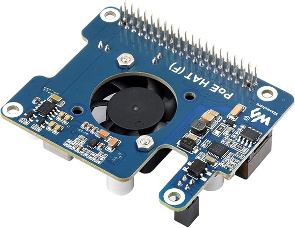 POE HAT (F) for Raspberry Pi 5, 802.3af/at-compliant, Power Over Ethernet HAT Expansion Board for Raspberry Pi 5, with Metal Heatsink,Onboard Cooling Fan - 1