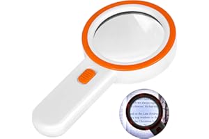 ‎AIXPI AIXPI Lupe mit Licht, 30-fache Leselupe, 12 LEDs Vergrößerungsglas, Handlupe Beleuchtete Lupe für Kinder, Senioren, Juwelier, Münzen (Weiß)