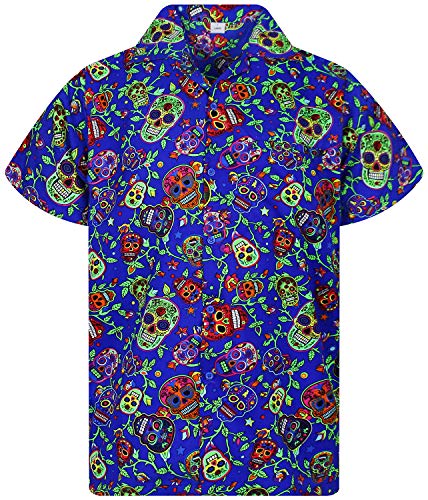 V.H.O. Funky Camisa Hawaiana, Skull, multiblue, S