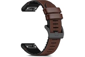 RoYiio Pasek z prawdziwej skóry do Garmin QuickFit 22 mm, 26 mm, miękki i wygodny, silikonowy pasek zastępczy, kompatybilny z Garmin Fenix Quatix 6X 7X Pro MARQ Approach S62 S60