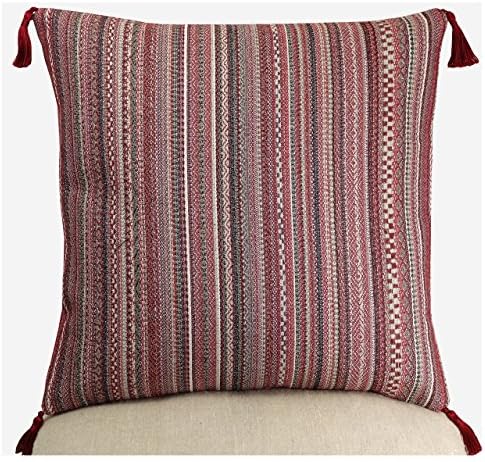 Ethnic Bohemian Cushion, Woven Stripe Decorative Pillow Cover 40x40cm