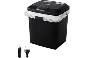 WOLTU Mini Réfrigérateur 24L, Glacière Électrique, Mini Frigo Portable, Glacière pour Auto Froid/Chaud, DC 12V & AC 220V, pour Voiture, Camping Noir KUE002sz