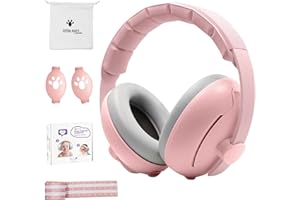 HyAdierTech 2 en 1 Cascos Bebe Antiruido, Protectores Auditivos para Bebés con Diadema Ajustable, Orejeras Reductoras de Ruido Niños, para Viajes y Entornos Ruidosos, para Bebés de 0 a 48 meses