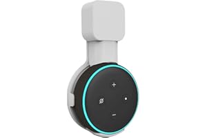 YHLVE Socket Wall Mount Holder Stand for Amazon Echo Dot 3rd Generation, Hides Original Long Cord, Compact Holder Case Plug in Kitchen, Bathroom and Bedroom (White)