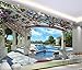 Produktbild LWCX Wand Papierrollen 3D Wandbild Tapeten Luxus Villa Mit Pool 3D-Hintergrund Wallpaper Für Wohnzimmer Angepasst 396X280CM
