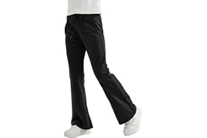 Rolanko Ragazze Jersey Pull Up Pantaloni, Bootcut Elastico in Vita Scuola Uniforme Pianura Svasata Pantaloni da Tuta