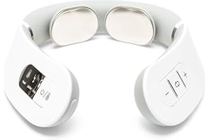 Bodi-Tek EMS Neck and Shoulder Massager with Heat, Adjustable Intensity for Stress and Muscle Tightness, Hands Free Design for Massage at Home or Office & in Car Use. LCD Display, Rechargeable