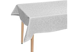 Laneetal Mantel para Mesa de Cocina o Salón con Bordado 130x220cm Antigrasa Antimanchas 100% Poliéster Color Gris Claro 100% Poliéster 0800238