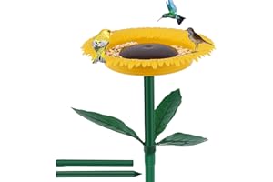 Retrok Bebedero para pájaros de pie, resistente al invierno, comedero para pájaros silvestres con soporte, girasoles decorativos para pájaros en barra, comedero para pájaros para jardín
