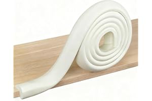 ZOMPAGO Baby Proofing Edge & Corner Protectors, 2M Sticky L-Shape Foam Bumper Strip, Self-Adhesive Safety Guards for Nursery,Kitchen,Wall Corner,Table,and Fireplaces,White