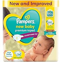 Pampers Active Baby Tape Style Baby Diapers, New Born/Extra Small (NB/XS) Size, 24 Count, Adjustable Fit with 5 star skin pro