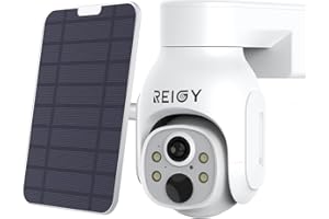 REIGY 3MP Camara Vigilancia WiFi Exterior Batería(8000MAH), 1296P Camara de Seguridad IP PTZ con Panel Solar, Visión Nocturna Infrarroja y Color, Audio Bidireccional, Detección de Movimiento