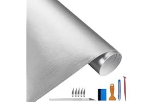 NewL Lámina de vinilo para coche, 30 cm x 300 cm, acero inoxidable cepillado, color plateado mate cromado