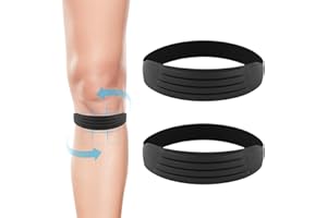 NQEUEPN 2pcs Sangle de Soutien du Tendon Rotulien, Sangle de Genou Rotulienne Silicone Bande Genou Flexible Réduit Douleur Genouillère Souple pour Saut Course à Pied Basket-Ball Hommes Femmes (Noir)