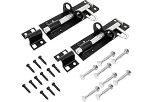onesto Pack of 2 - Black 4inch Gate Bolt Lock Shed Door Lock Heavy Duty Brenton Bolt as Garden Gate Lock Steel Powder Coated for Extra Security