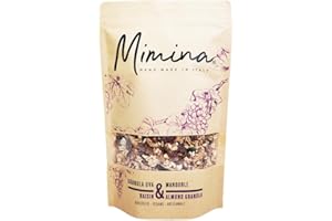 Mimina - Granola Uva e Mandorle, Senza Lattosio, Senza Zucchero, Ideale per la Colazione, Fiocchi d'avena Integrali, Biologica, Vegana Confezione da 240 grammi
