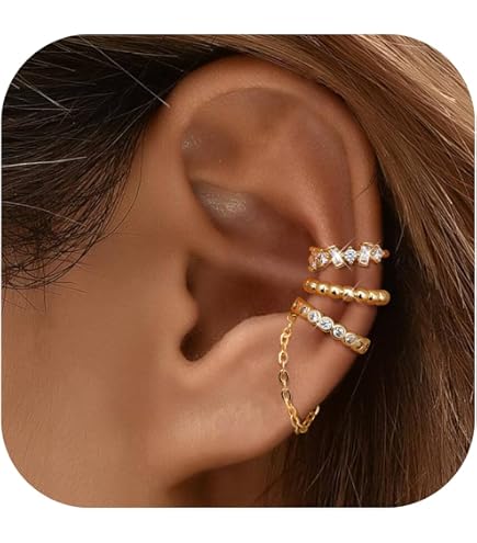 Cz Orecchini A Polsino Oro Curvo Con Cristallo - Gioiello A Cerchio Per Donna, Stile Boho