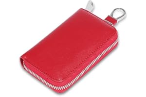 PORRASSO Astucci Portachiavi Pelle Porta Monete Raccoglitore Chiave Impermeabile Portatile Del Sacchetto Portachiavi Key Case con 6 Gancio Uomo Donna Rosso